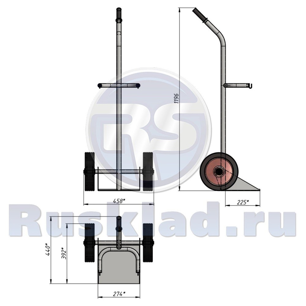 Тележка для перевозки одного газового баллона с фиксацией ремнём ГБР 1 (г/п 110кг) Тележка для перевозки одного газового баллона с фиксацией ремнём ГБР 1 (г/п 110кг)